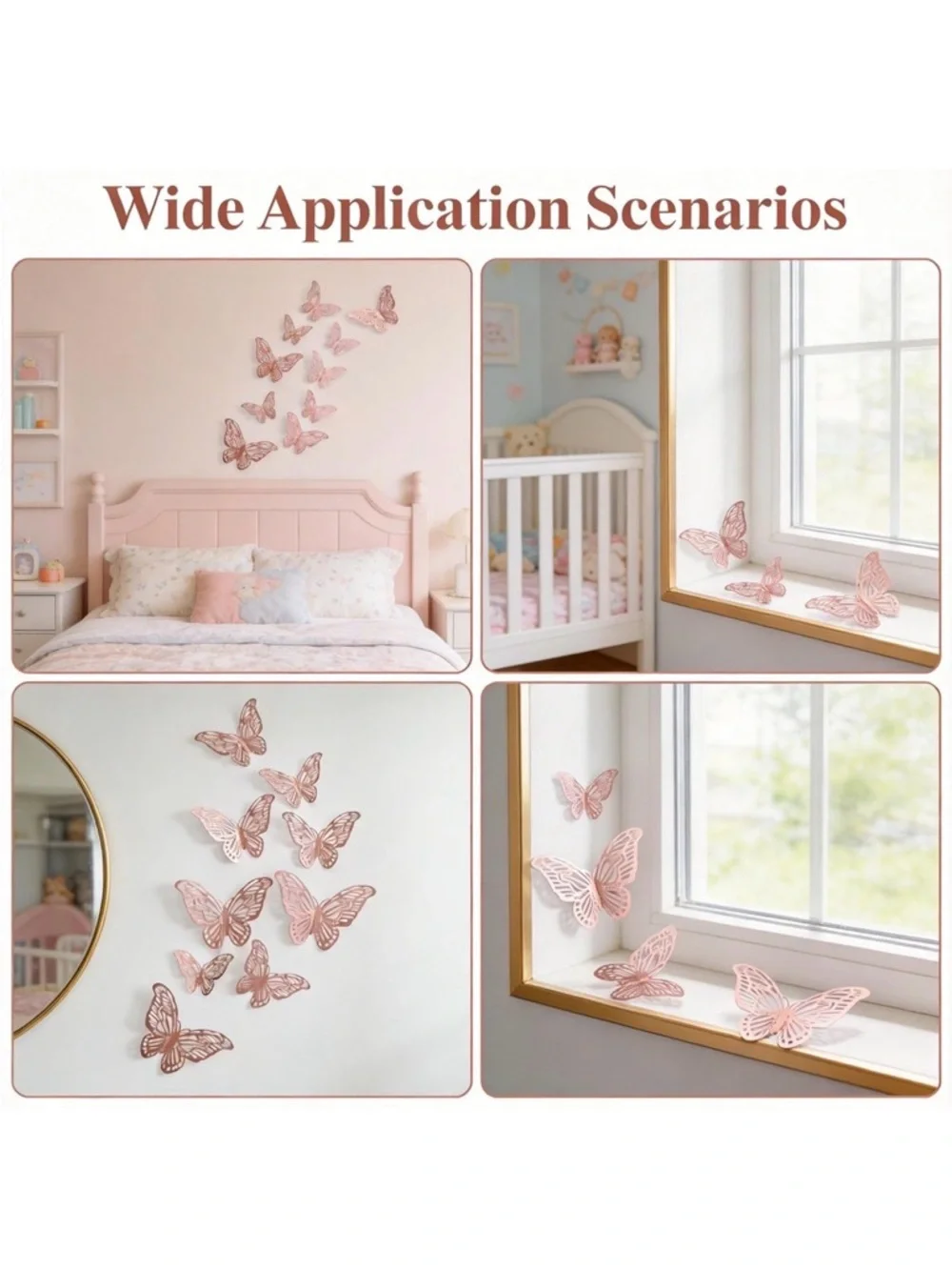 💞 New 12-Piece 3D Rose Gold Adhesive Butterfly Craft & Wall Decor Set